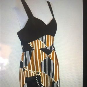 NWT TIBI Toffee and Black Combo Dress
